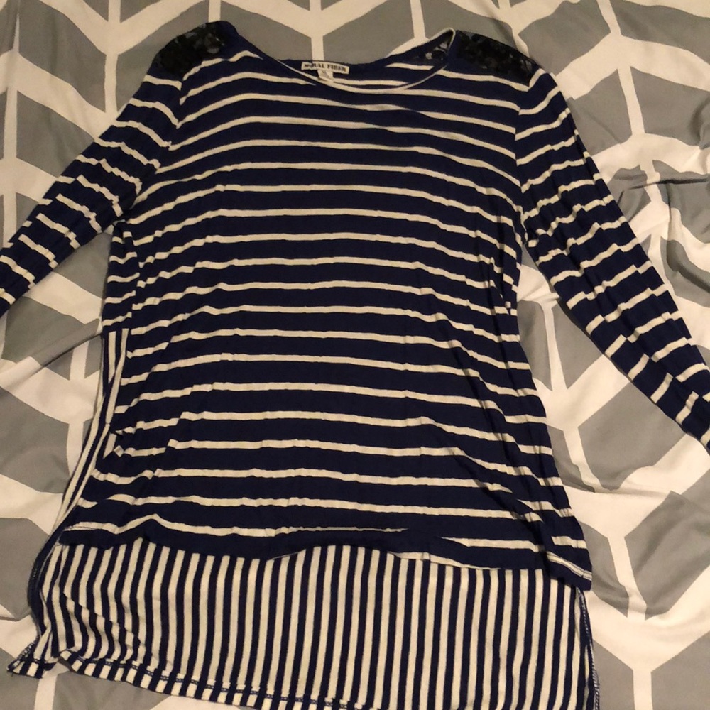 NWOT, navy blue/off white, long sleeve, tunic